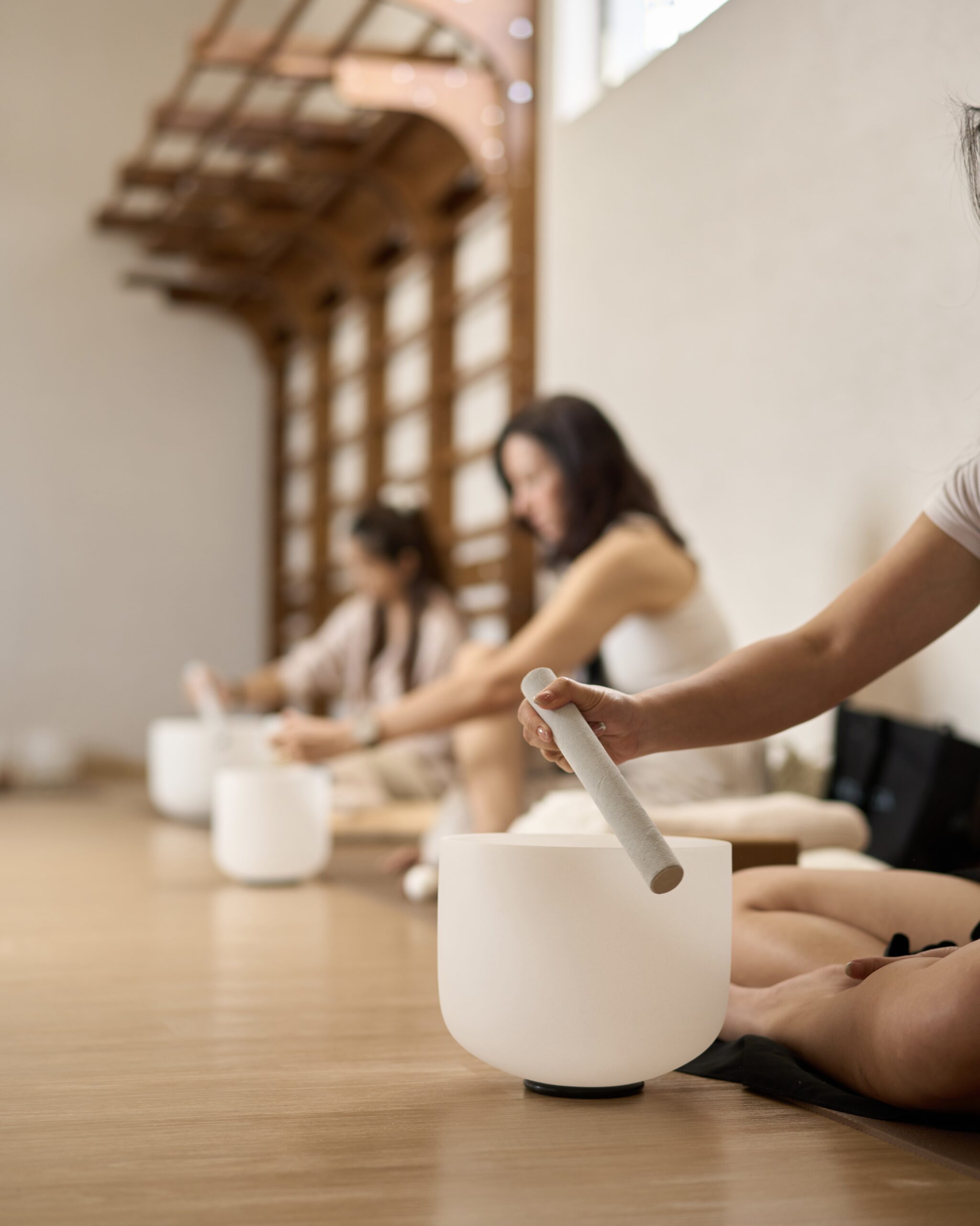 Full Chakra Set of 7 White Crystal Singing Bowls for Sound Healing - Image 7