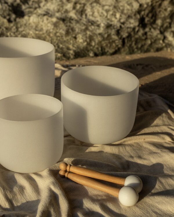 Mini Set of 3 white cyrtsla bowls