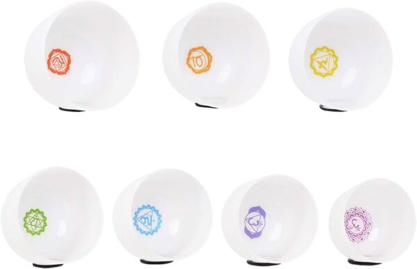 Full Chakra Set︱7 White Crystal Singing Bowls with bags - Image 3