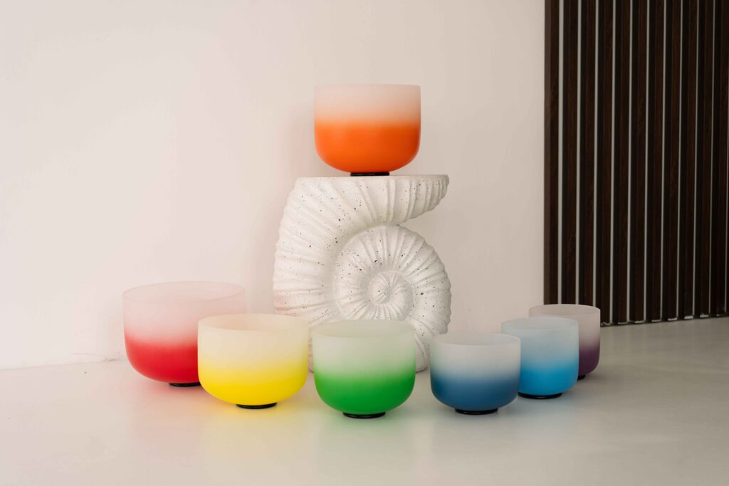 Colored crystal bowls set